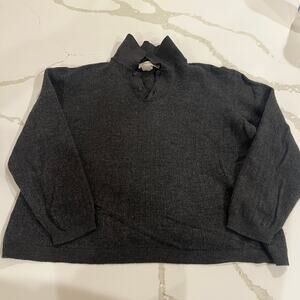 Ermenegildo Zegna Cotton Wool Blend ribbed sweater charcoal grey women’s large